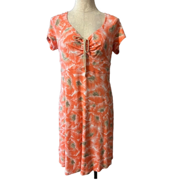 Tommy Bahama Dress Orange White Brown M Medium Short Sleeve Casual - Picture 1 of 10